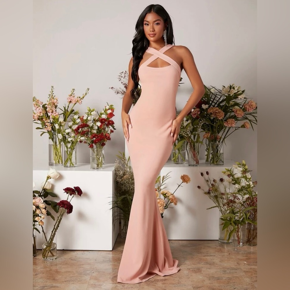 SHEIN Belle Crisscross Front Mermaid Hem Bridesmaid Dress